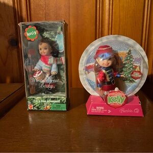 Mattel 2004 Winter Treat Becky & 2007 Happy Holidays Toy Soldier Kelly Dolls